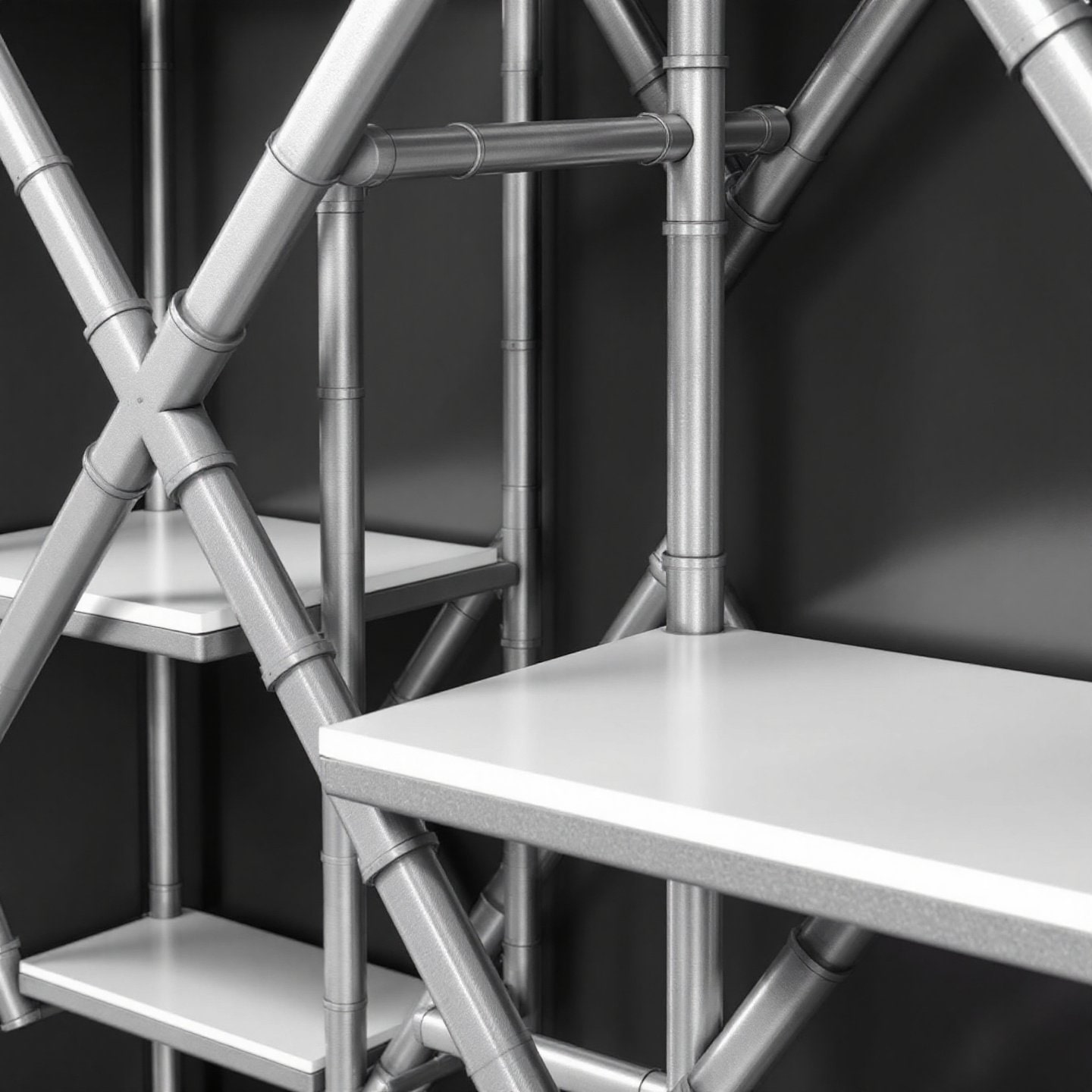 modular shelving with aluminum square tube frames