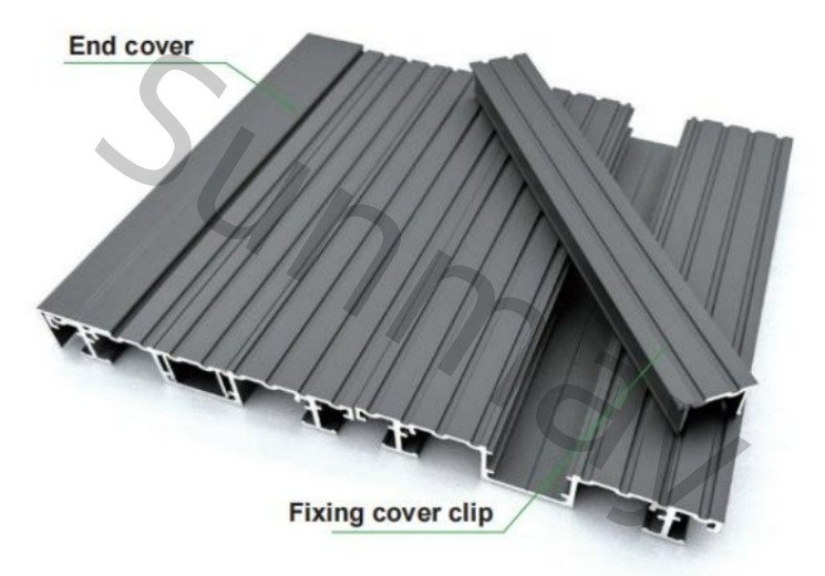 Lightweight aluminium decking boards stacked for export, showing precise surface treatment and high-quality production
